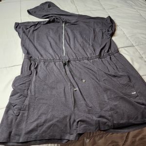 Zuda Hooded Black Zip Up Shorts Jumpsuit